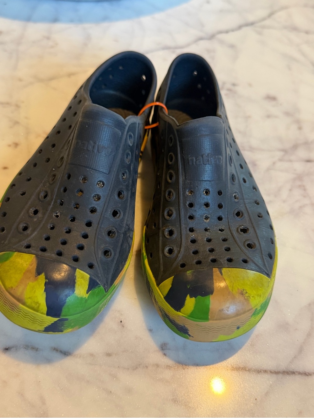 Native Kids Slip-On Water Shoes in Black with Camo C11